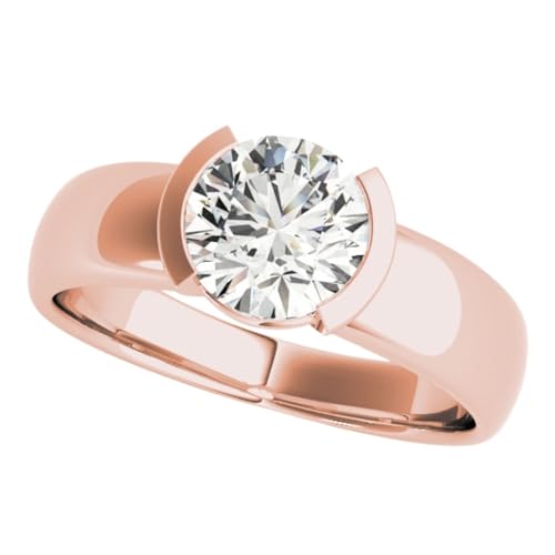 JTC LTD IGI Zertifizierter Verlobungsring mit Labordiamant | Zeitloses Halbzargen-Design mit Offenem Profil | 9K Roségold Ring | 0.20Kt Größe 52 von JTC LTD