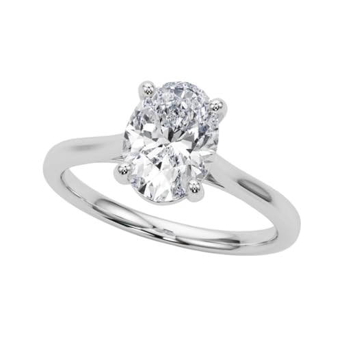 JTC LTD IGI‑zertifizierter Oval‑Labordiamant Verlobungsring Damen | D‑Farbe VS | Minimalistische 4‑Krappen‑Fassung & sanft geschwungener Ring | 18K Weißgold/Ring | 0.30Kt Größe 59 von JTC LTD