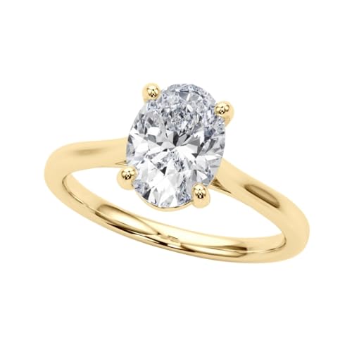 JTC LTD IGI‑zertifizierter Oval‑Labordiamant Verlobungsring Damen | D‑Farbe VS | Minimalistische 4‑Krappen‑Fassung & sanft geschwungener Ring | 9K Gelbgold Ring | 0.30Kt Größe 49 von JTC LTD