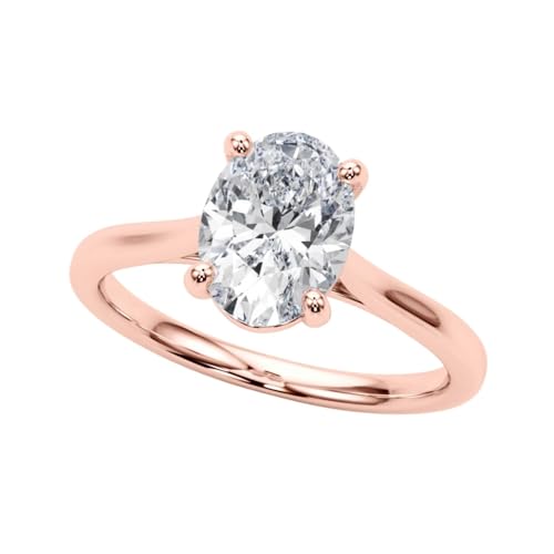 JTC LTD IGI‑zertifizierter Oval‑Labordiamant Verlobungsring Damen | D‑Farbe VS | Minimalistische 4‑Krappen‑Fassung & sanft geschwungener Ring | 9K Roségold Ring | 0.30Kt Größe 49 von JTC LTD