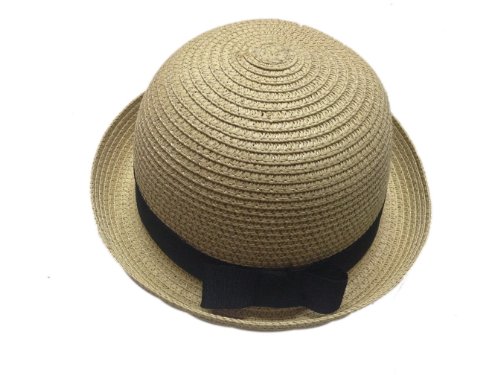 JTC Kinderhut Mädchen Junge Melone Mütze Kalotte Schwarzband Deko Strohhut 7 Farben (Beige) von JTC