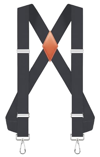 JTCMOJS Herren-Hosenträger mit seitlichem Clip, strapazierfähig, X-Rückenteil, 3,6 cm breit, Geschenk, grau dunkel, Einheitsgröße von JTCMOJS