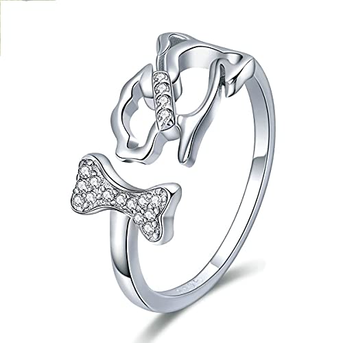 Jtian Damenring aus Sterling-Silber 925, Hunde- und Hundering, verstellbare Öffnung, Geschenk für Urlaub für Freunde Jtian Damenring aus Sterling-Silber 925, Hunde- und Hundering, verstellbare Öffnung, Geschenk für Urlaub für Freunde von JTIAN