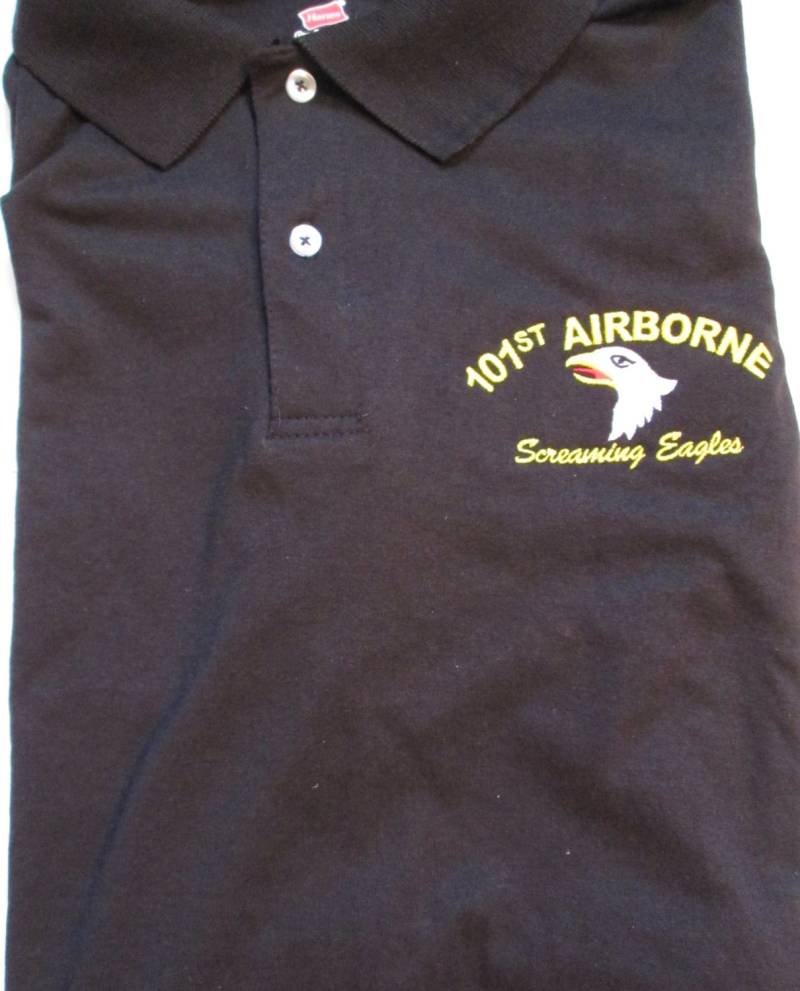 101st Luftlandeabteilung " Screaming Eagles Besticktes Leichtes Schwarzes Poloshirt von JTKAMERICANAINC