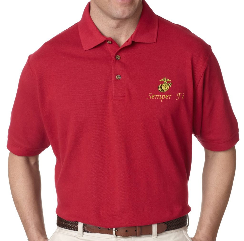 Marine Poloshirt "Semper Fi" - Besticktes Polo-Golf-Shirt." Offiziel Lizensiertes Us Marine Poloshirt von JTKAMERICANAINC