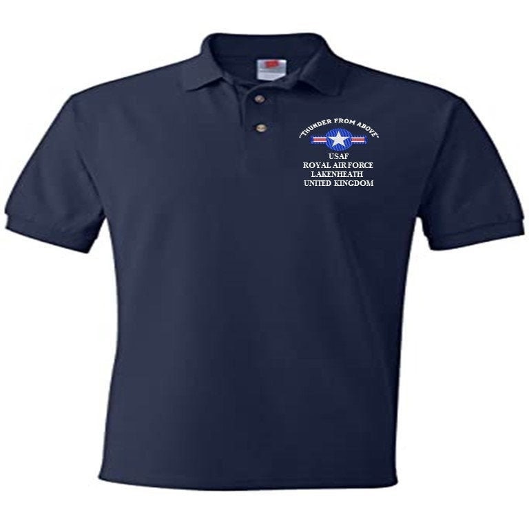 Royal Air Force Laken Heath Vereinigtes Königreich Usaf ""Donner Von Oben"" Besticktes, Leichtes Polo-Shirt von JTKAMERICANAINC