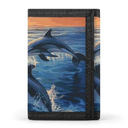 Delphins in The Sea Trifold Wallet Trifold Wallets for Men Women Slim Wallet Mens Wallet Trifold Front Pocket Wallet | Versatile Wallets with 8 Credit Card Holder, style, One Size, Stil:, von JTKBNVM