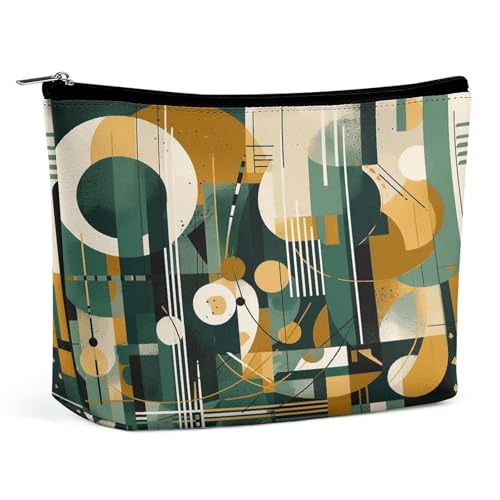 JTKBNVM Abstrakte Malerei von Linien, Make-up-Tasche für Damen, wasserdichte Kosmetiktasche, tragbare Reise-Kulturbeutel, Aufbewahrungstasche, große Make-up-Tasche, Hand-Make-up-Tasche für Arbeit, von JTKBNVM