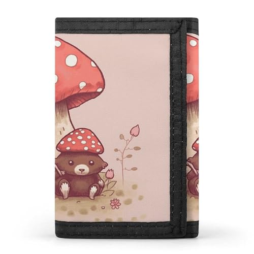 JTKBNVM Bear and Mushroom Trifold Wallet Trifold Wallets for Men Women Slim Wallet Mens Wallet Trifold Front Pocket Wallet | Versatile Wallets with 8 Credit Card Holder, Style, One Size, Stil:, von JTKBNVM