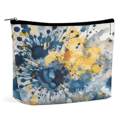 JTKBNVM Blaue und gelbe Make-up-Tasche für Damen, wasserdichte Kosmetiktasche, tragbare Reise-Kulturbeutel, Aufbewahrungstasche, große Make-up-Tasche, Hand-Make-up-Tasche für Arbeit, Stil, JTKBNVM Blaue und gelbe Make-up-Tasche für Damen, wasserdichte Kosmetiktasche, tragbare Reise-Kulturbeutel, Aufbewahrungstasche, große Make-up-Tasche, Hand-Make-up-Tasche für Arbeit, Stil, von JTKBNVM
