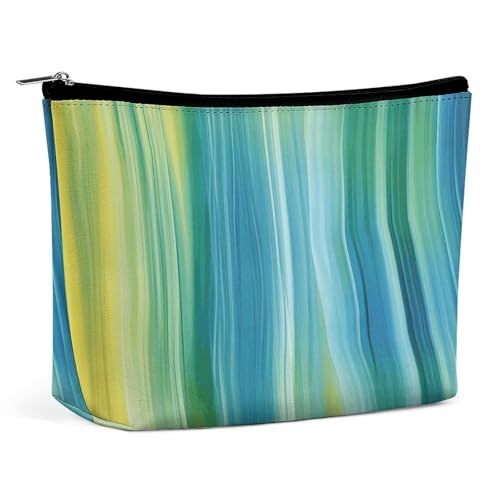 JTKBNVM Blaue und grüne Make-up-Tasche für Damen, wasserdichte Kosmetiktasche, tragbare Reise-Kulturbeutel, Aufbewahrungstasche, große Make-up-Tasche, Hand-Make-up-Tasche für Arbeit, Stil, von JTKBNVM