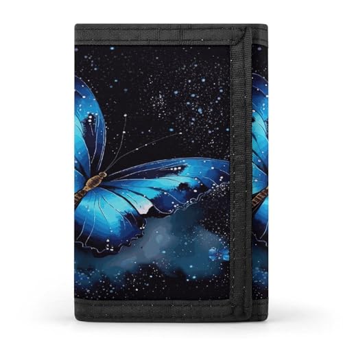 JTKBNVM Galaxy Blue Butterfly Trifold Wallet Trifold Wallets for Men Women Slim Wallet Mens Wallet Trifold Front Pocket Wallet | Versatile Wallets with 8 Credit Card Holder, Style, One Size, Stil:, von JTKBNVM