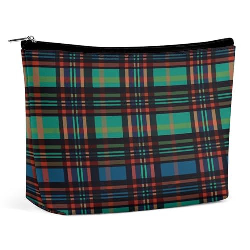 JTKBNVM Gestreifte karierte Make-up-Tasche für Damen, wasserdichte Kosmetiktasche, tragbare Reise-Kulturbeutel, Aufbewahrungstasche, große Make-up-Tasche, Hand-Make-up-Tasche für Arbeit, Stil, von JTKBNVM