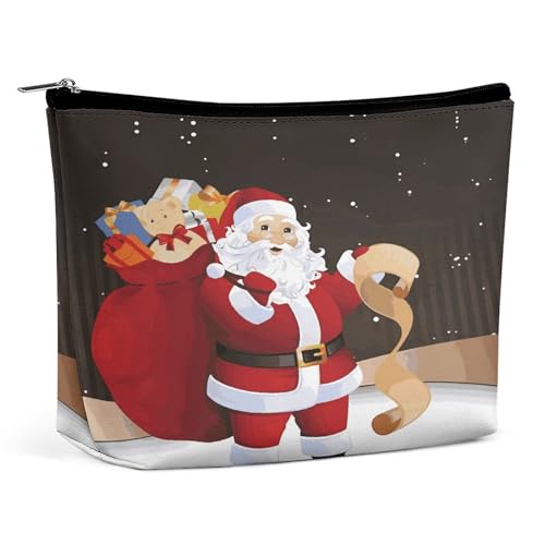 JTKBNVM Kosmetiktasche mit Aufschrift "Merry Christmas" für Damen, wasserdicht, tragbar, Reise-Kulturbeutel, Aufbewahrungstasche, große Make-up-Tasche, Hand-Make-up-Tasche für Arbeit, Stil, von JTKBNVM