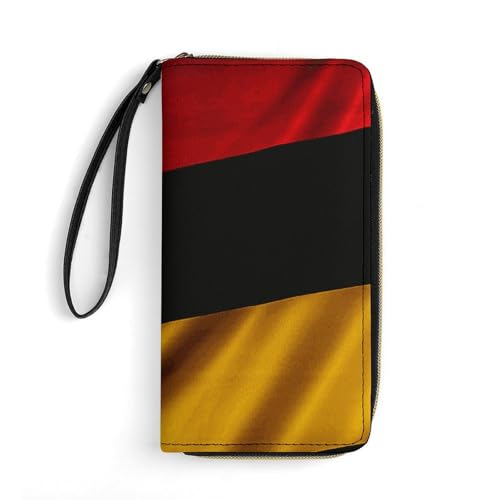 JTKBNVM Ledergeldbörse für die Arbeit Deutschland Flagge Frauen Geldbörse Große Kapazität Reißverschluss Geldbörse Telefonhalter Clutch Reise Geldbörse Wristlet Kreditkartenhalter Stil 19,8 x 10,4 x von JTKBNVM