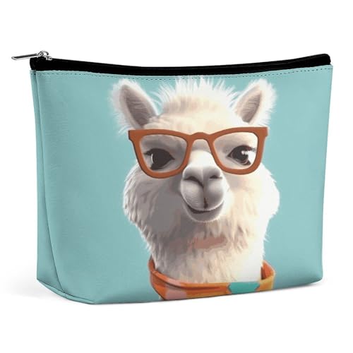 JTKBNVM Lustige Make-up-Tasche mit Cartoon-Llama-Motiv für Damen, wasserdicht, tragbar, Reise-Kulturbeutel, Aufbewahrungstasche, große Make-up-Tasche, Hand-Make-up-Tasche für Arbeit, Stil, von JTKBNVM