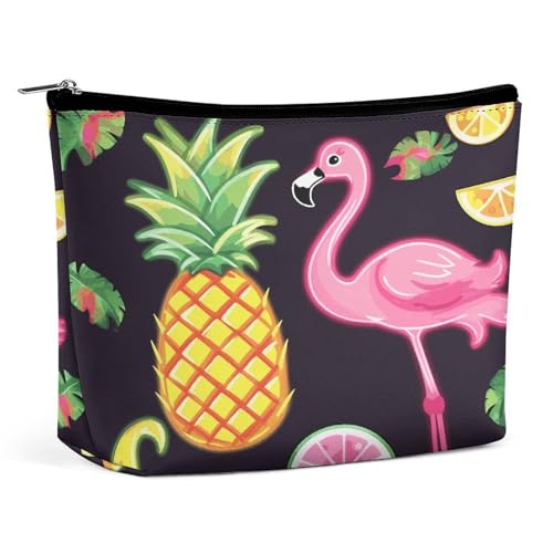 JTKBNVM Make-up-Tasche für Damen, Ananas-Banananen-Flamingo-Make-up-Tasche für Damen, wasserdicht, tragbar, Reise-Kulturbeutel, Aufbewahrungstasche, große Make-up-Tasche, Hand-Make-up-Tasche für JTKBNVM Make-up-Tasche für Damen, Ananas-Banananen-Flamingo-Make-up-Tasche für Damen, wasserdicht, tragbar, Reise-Kulturbeutel, Aufbewahrungstasche, große Make-up-Tasche, Hand-Make-up-Tasche für von JTKBNVM