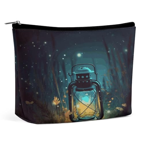 JTKBNVM Make-up-Tasche für Damen, Motiv: Glühwürmchen und Laterne, wasserdichte Kosmetiktasche, tragbare Reise-Kulturbeutel, Aufbewahrungstasche, große Make-up-Tasche, Hand-Make-up-Tasche für Arbeit, von JTKBNVM