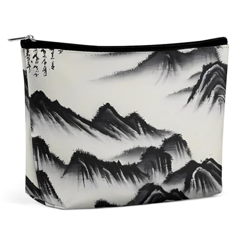JTKBNVM Make-up-Tasche für Damen, Motiv: chinesische Landschaftsmalerei, wasserdichte Kosmetiktasche, tragbare Reise-Kulturbeutel, Aufbewahrungstasche, große Make-up-Tasche, Hand-Make-up-Tasche für von JTKBNVM