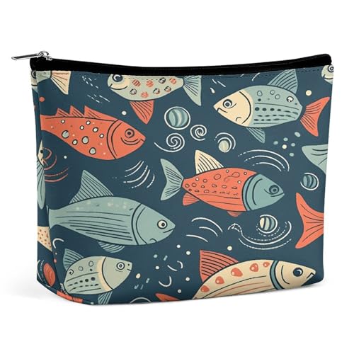 JTKBNVM Make-up-Tasche im Animations-Stil, Fisch-Make-up-Tasche für Damen, wasserdicht, tragbar, Reise-Kulturbeutel, Aufbewahrungstasche, große Make-up-Tasche, Hand-Make-up-Tasche für Arbeit, Stil, von JTKBNVM
