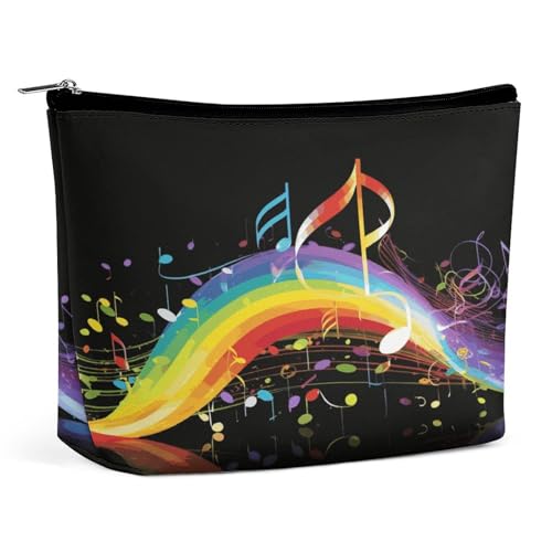 JTKBNVM Make-up-Tasche mit Regenbogen-Musiknoten-Melodie für Damen, wasserdichte Kosmetiktasche, tragbare Reise-Kulturbeutel, Aufbewahrungstasche, große Make-up-Tasche, Hand-Make-up-Tasche für Arbeit, JTKBNVM Make-up-Tasche mit Regenbogen-Musiknoten-Melodie für Damen, wasserdichte Kosmetiktasche, tragbare Reise-Kulturbeutel, Aufbewahrungstasche, große Make-up-Tasche, Hand-Make-up-Tasche für Arbeit, von JTKBNVM