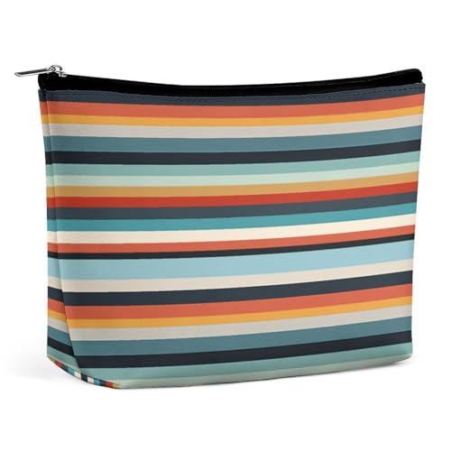 JTKBNVM Modische gestreifte Make-up-Tasche für Damen, wasserdichte Kosmetiktasche, tragbare Reise-Kulturbeutel, Aufbewahrungstasche, große Make-up-Tasche, Hand-Make-up-Tasche für Arbeit, Stil, von JTKBNVM