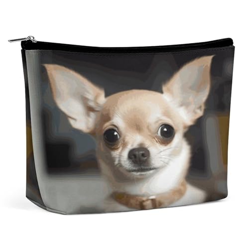 JTKBNVM Niedliche Chihuahua-Make-up-Tasche für Damen, wasserdichte Kosmetiktasche, tragbare Reise-Kulturbeutel, Aufbewahrungstasche, große Make-up-Tasche, Hand-Make-up-Tasche für Arbeit, Stil, JTKBNVM Niedliche Chihuahua-Make-up-Tasche für Damen, wasserdichte Kosmetiktasche, tragbare Reise-Kulturbeutel, Aufbewahrungstasche, große Make-up-Tasche, Hand-Make-up-Tasche für Arbeit, Stil, von JTKBNVM