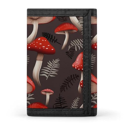 JTKBNVM Red Mushrooms Trifold Wallet Trifold Wallets for Men Women Slim Wallet Mens Wallet Trifold Front Pocket Wallet | Versatile Wallets with 8 Credit Card Holder, Style, One Size, Stil:, von JTKBNVM