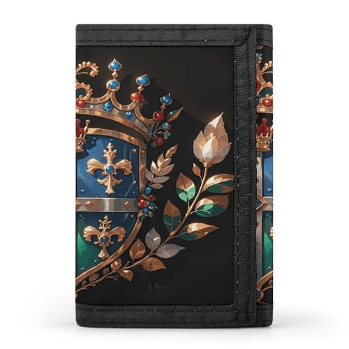 JTKBNVM Royal Flower and Crown Tiara Trifold Wallet Trifold Wallets for Men Women Slim Wallet Mens Wallet Trifold Front Pocket Wallet | Versatile Wallets with 8 Credit Card Holder, style, One Size, von JTKBNVM