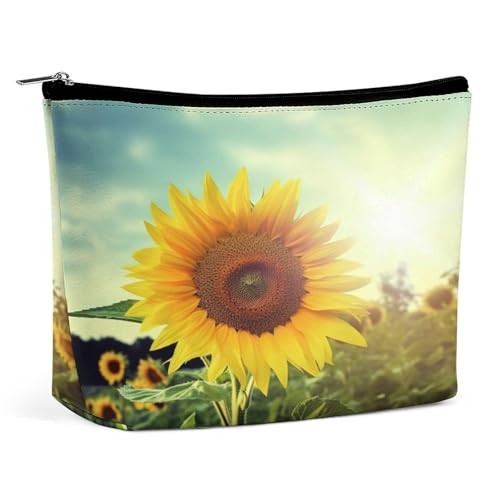 JTKBNVM Schöne Sonnenblumen-Make-up-Tasche für Damen, wasserdichte Kosmetiktasche, tragbare Reise-Kulturbeutel, Aufbewahrungstasche, große Make-up-Tasche, Hand-Make-up-Tasche für Arbeit, Stil, von JTKBNVM