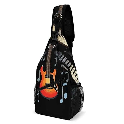 JTKBNVM Umhängetasche mit Gitarren- und Klaviermuster, für Herren, Wanderrucksack, Reise-Brusttasche, Herren-Geldbörse, Schultertaschen, Tagesrucksack JTKBNVM Umhängetasche mit Gitarren- und Klaviermuster, für Herren, Wanderrucksack, Reise-Brusttasche, Herren-Geldbörse, Schultertaschen, Tagesrucksack von JTKBNVM