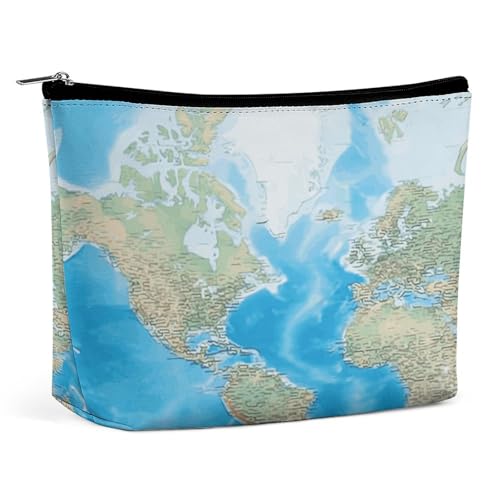 JTKBNVM Weltkarte Make-up-Tasche für Damen, wasserdichte Kosmetiktasche, tragbare Reise-Kulturbeutel, Aufbewahrungstasche, große Make-up-Tasche, Hand-Make-up-Tasche für Arbeit, Stil, Einheitsgröße, JTKBNVM Weltkarte Make-up-Tasche für Damen, wasserdichte Kosmetiktasche, tragbare Reise-Kulturbeutel, Aufbewahrungstasche, große Make-up-Tasche, Hand-Make-up-Tasche für Arbeit, Stil, Einheitsgröße, von JTKBNVM