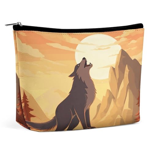 JTKBNVM Wolf Make-up-Tasche für Damen, wasserdichte Kosmetiktasche, tragbare Reise-Kulturbeutel, Aufbewahrungstasche, große Make-up-Tasche, Hand-Make-up-Tasche für Arbeit, Stil, Einheitsgröße, Stil:, von JTKBNVM