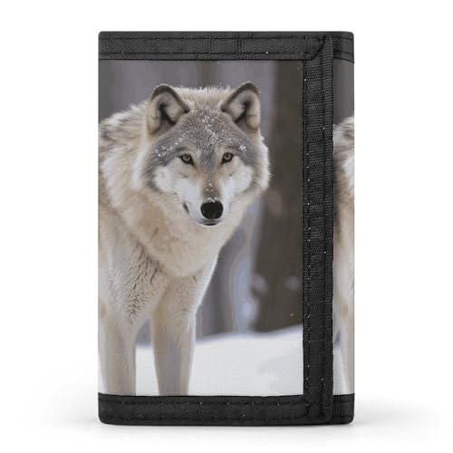 Wolf in The Snow Trifold Wallet Trifold Wallets for Men Women Slim Wallet Mens Wallet Trifold Front Pocket Wallet | Versatile Wallets with 8 Credit Card Holder, Style, One Size, Stil:, Einheitsgröße von JTKBNVM