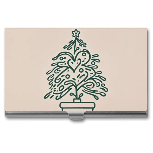 JTKLQBN Schlankes Metall-Visitenkartenetui, Strange Loving Heart Tree Printed Name Card Holder Professional Business Card Organizer Christmas Card Holder for Men Women Business Personnel, Strange von JTKLQBN