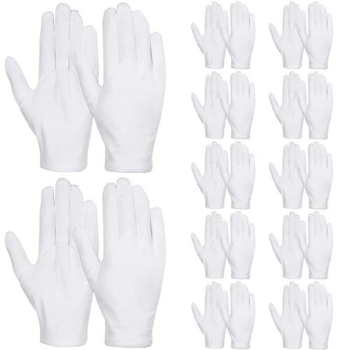 JTKREW 12 Paar Weiße Baumwollhandschuhe Für Damen Und Herren Feuchtigkeitsspendende Handschuhe Übernachtung Schlafenszeit Heilung Ekzem Schlaflotion Hand Spa Behandlung Reparatur Von Rauen Rissigen von JTKREW