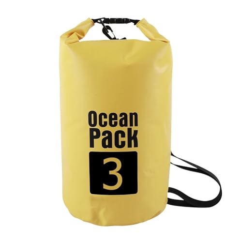 Dry Bag 2L/3L/5L/10L Wasserdichter Dry Bag Packsack Schwimmen Rafting Kajakfahren Fluss Trekking Segeln Kanu Bootfahren Wassersack(Yellow 3L) von JTKSSCS