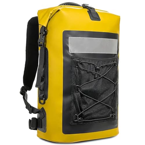 Dry Bag Schwimmen Kajak Dry Bag Rucksack for Frauen Männer wasserdichte Schulter Trekking Driften Rafting Surfen Bootfahren PVC Camping Tasche 35L(Yellow) von JTKSSCS