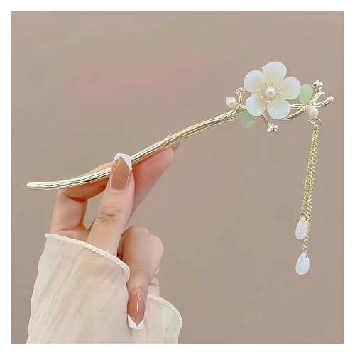 Haarstab 2 stücke Elegante Haar Clip Quaste Stick Traditionelle Floral Design Frisur Zubehör Frauen Schmuck Haarnadel Haarnadel(Style E) von JTKSSCS