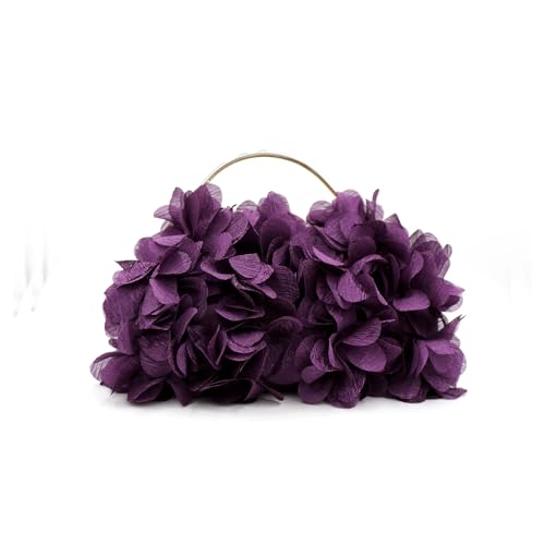 JTKSSCS Damen-Clutches Elegante einfarbige Satin-Clip-Handtasche for Damen, Abendtasche, Brauttasche(PURPLE) von JTKSSCS