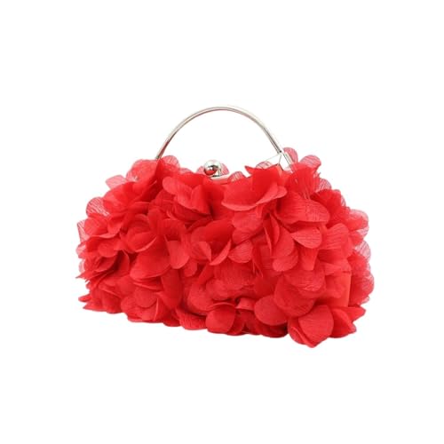 JTKSSCS Damen-Clutches Elegante einfarbige Satin-Clip-Handtasche for Damen, Abendtasche, Brauttasche(Red) von JTKSSCS