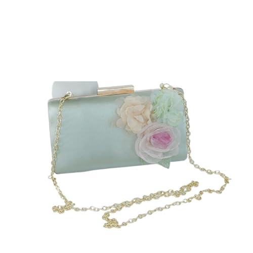 JTKSSCS Damen-Clutches Modische Blumen Hochzeit Abend Abendessen Quadratische Handheld Party Formale Kette Riemen Einzelne Schulter Tasche(Green) von JTKSSCS