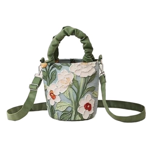 JTKSSCS Damen-Clutches Ölgemälde Blume Gefühl Crossbody Griff Eimer Tasche frauen Illustration Literarischen Aquarell von JTKSSCS