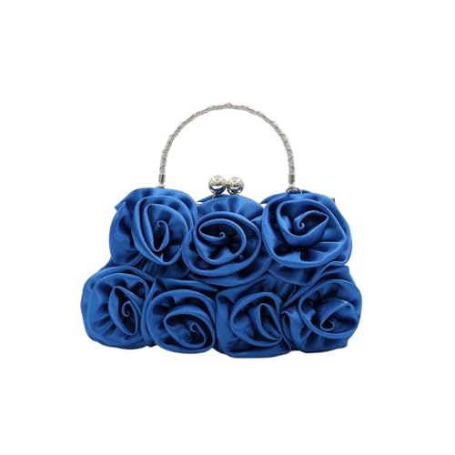 JTKSSCS Damen-Clutches Wunderschöne und elegante Damenhandtasche mit Satin-Clip in reiner Farbe, Abendtasche for Kleid, Dinnerparty, Brauttasche(Blue) von JTKSSCS
