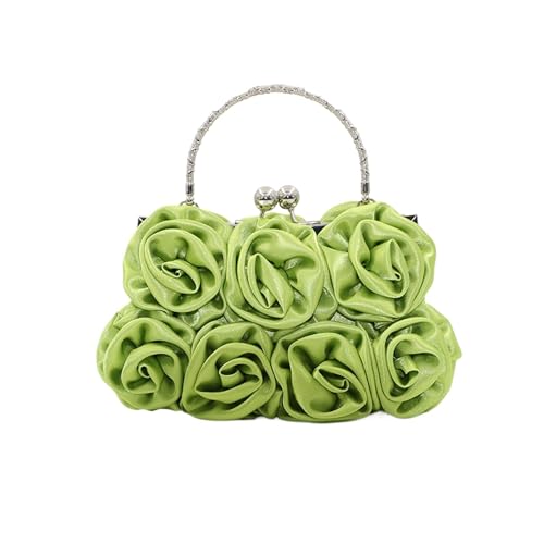 JTKSSCS Damen-Clutches Wunderschöne und elegante Damenhandtasche mit Satin-Clip in reiner Farbe, Abendtasche for Kleid, Dinnerparty, Brauttasche(Green) von JTKSSCS