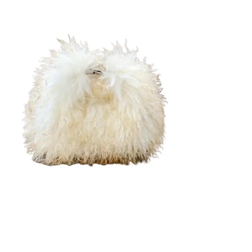 JTKSSCS Feder Handtasche Damen Kleine Schultertasche Weiche Plüsch Damen Pelzige Messenger Bags Weibliche Clutch Handtaschen(Beige) von JTKSSCS