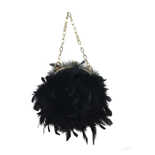 JTKSSCS Feder Handtasche Feder Handtasche Mini Mode Elegante Luxuriöse Geldbörse Party Blume(Black) von JTKSSCS