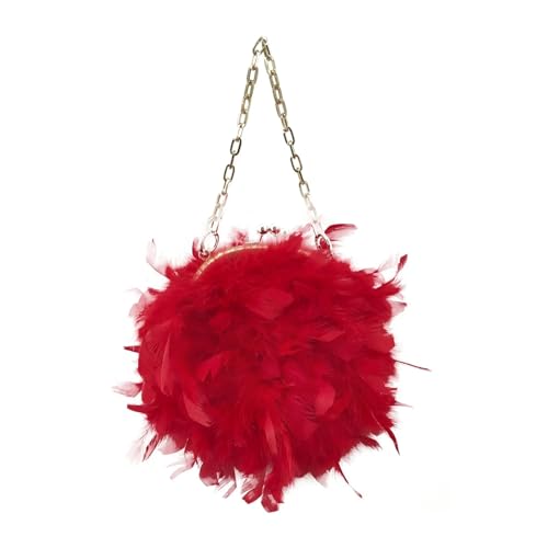 JTKSSCS Feder Handtasche Feder Handtasche Mini Mode Elegante Luxuriöse Geldbörse Party Blume(Red) von JTKSSCS