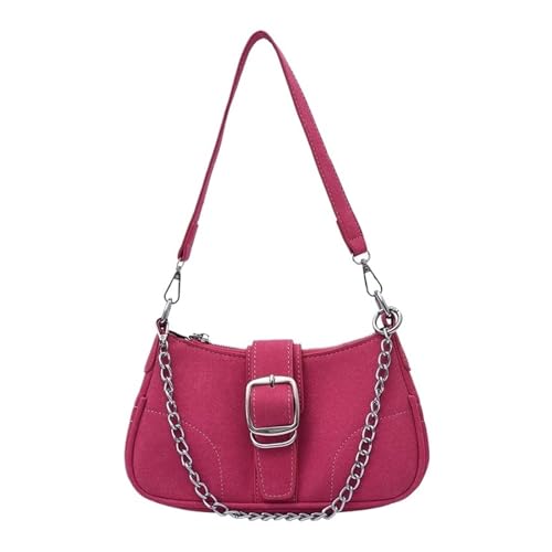 JTKSSCS Henkeltasche Damen Damen Denim Chain Umhängetasche Messenger Bag Casual Unterarmtasche Damentasche(Pink 1) von JTKSSCS