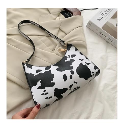 JTKSSCS Henkeltasche Damen Druck Frauen Handtasche PU Einfache Unterarm Schulter Taschen Weibliche Täglichen Design Totes Geldbörse(Cow) von JTKSSCS